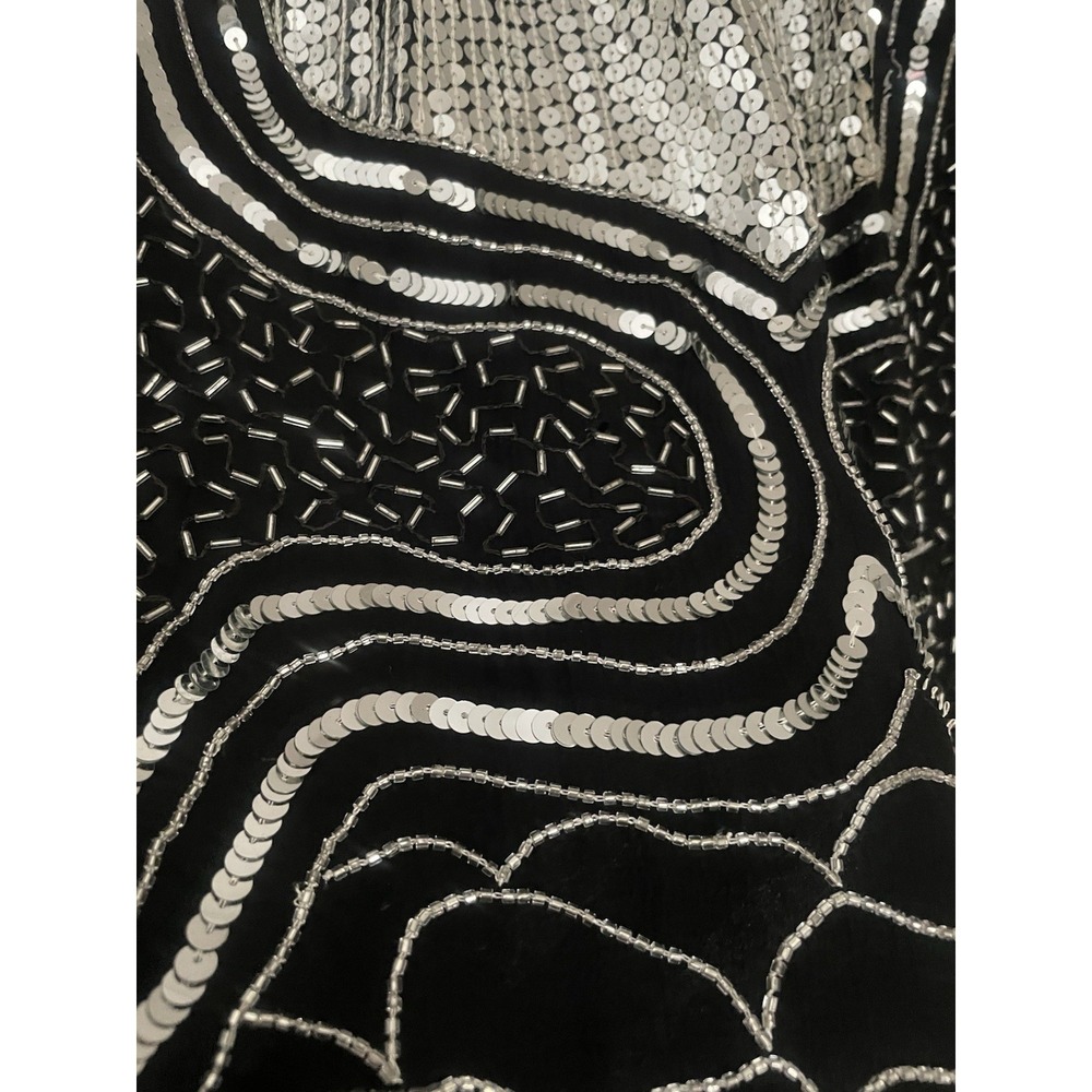 Vintage Judith Ann Creations M Skirt Gadsby Black Silk Sequin 20s Flapper NYE - Picture 5 of 10